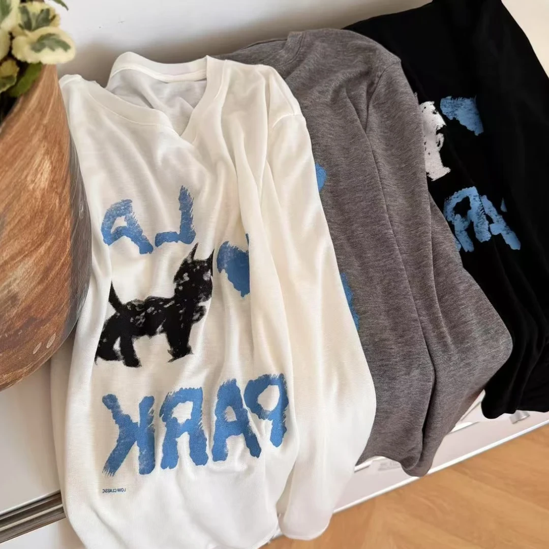 孕妇装2025夏季新款设计感印花小猫长袖T恤薄款百搭防晒孕妇上衣