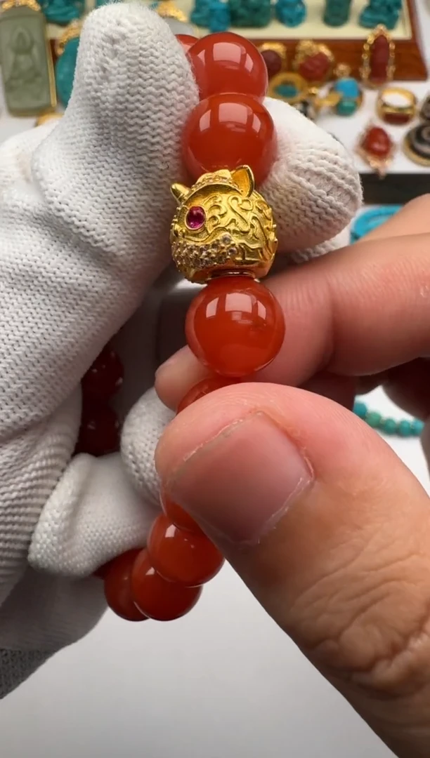 18K金镶嵌手串南红玛瑙疆*～1111