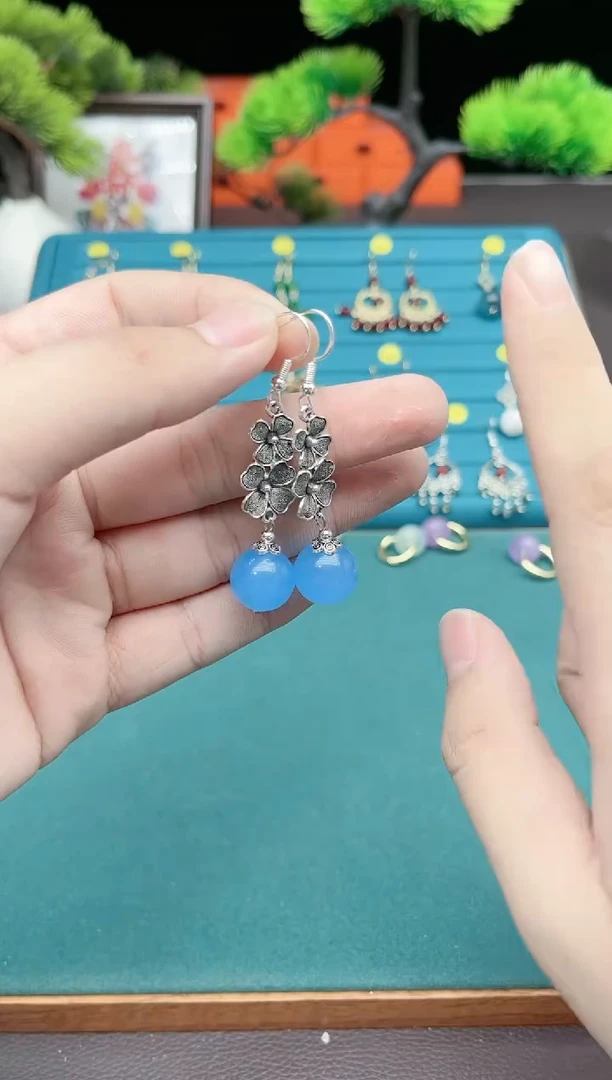 【闪购商品】玛瑙/玉髓耳钉银S925镶嵌712000