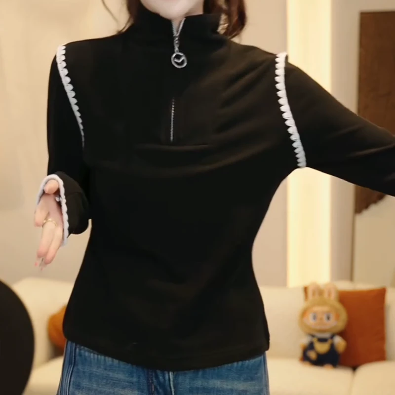 【热气球】秋冬设计感洋气减龄半开领加绒加厚卫衣LK2508198