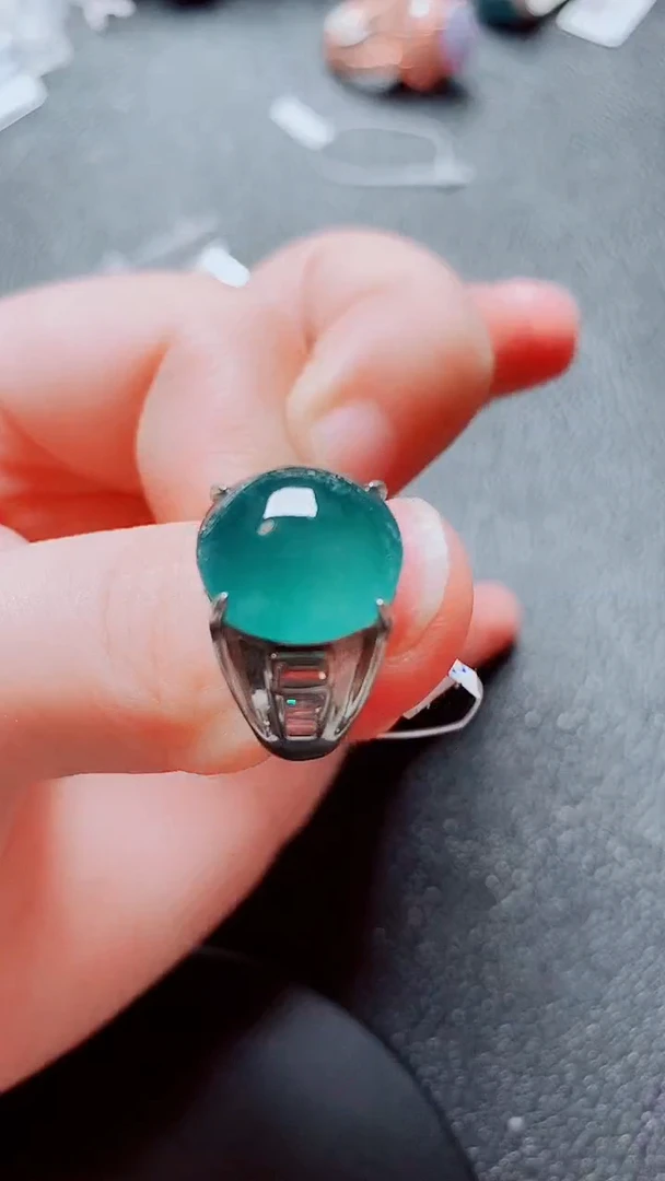 银S925镶嵌戒指翡翠1