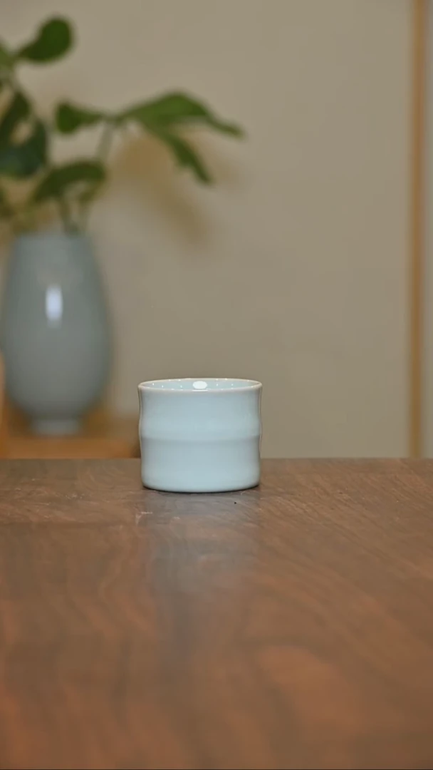 天青釉 竹节杯 朱晓辉作品