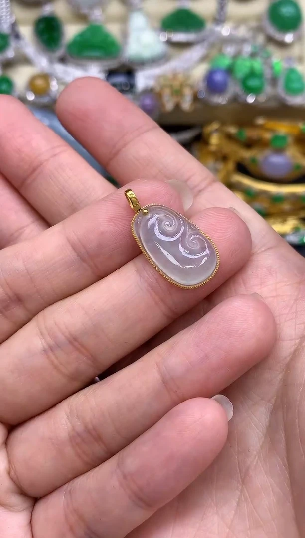 颈饰18K金镶嵌翡翠171-中国好珍宝