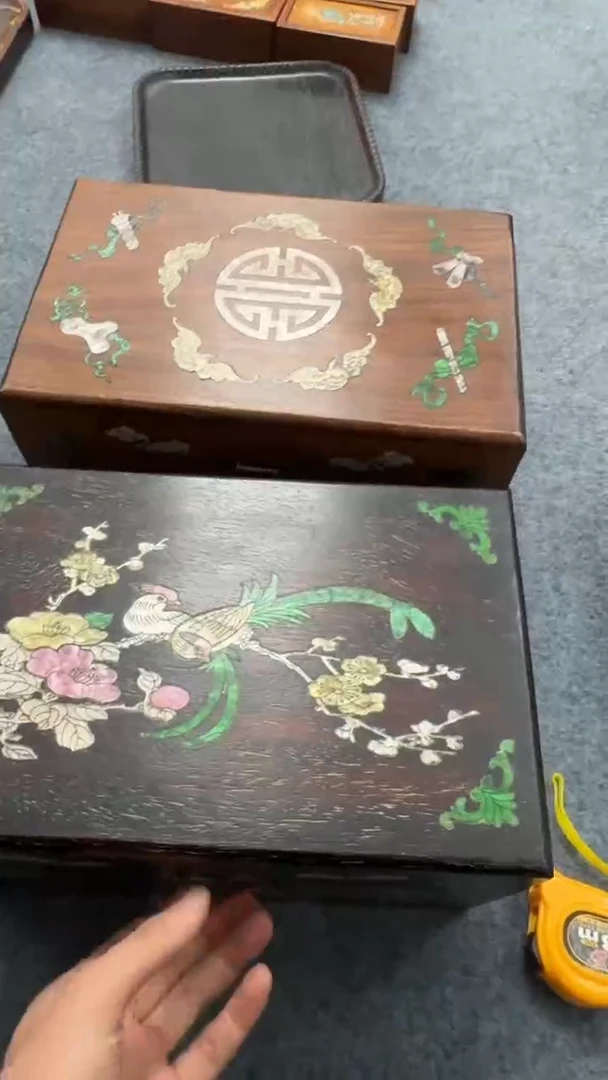木紫檀花梨木一物一拍花鸟箱子