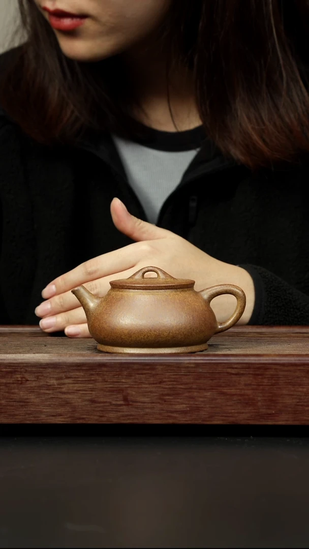 紫砂茶壶黄金段柴烧 云瓢