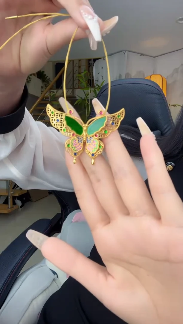 【闪购商品】翡翠吊坠(不含链)银S925镀金镶嵌天然缅甸翡翠A货吊坠