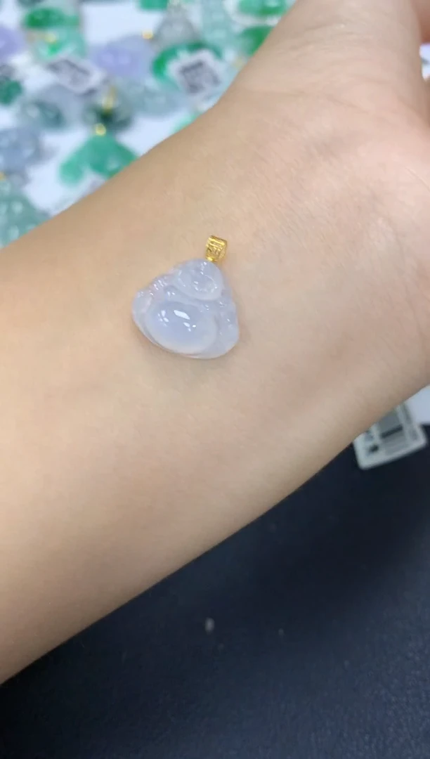 颈饰18K金镶嵌翡翠a货假一赔三支持复检百元上9元证书费自理