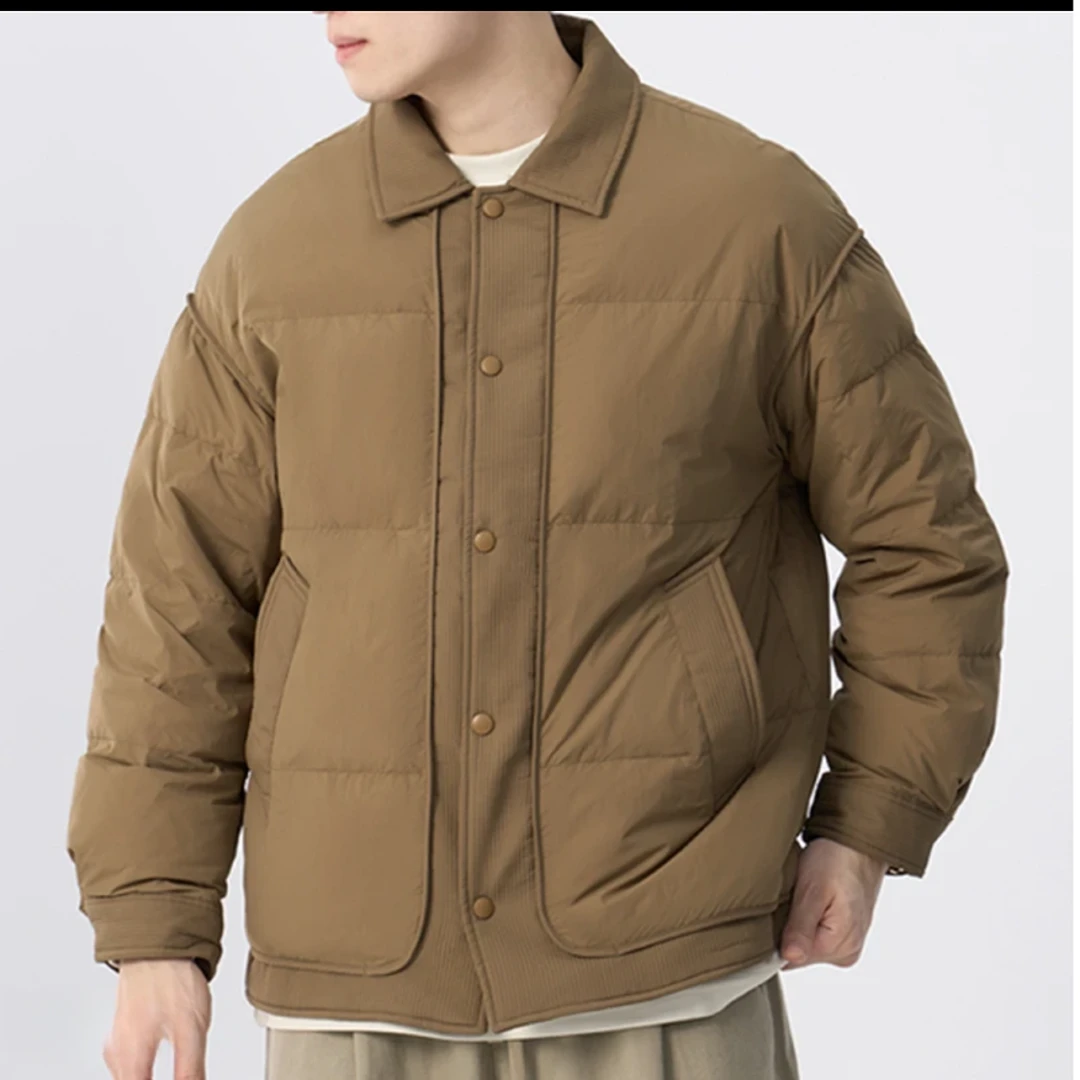 【新国标90绒子】冬季新款90白鸭绒翻领休闲简约羽绒服8601