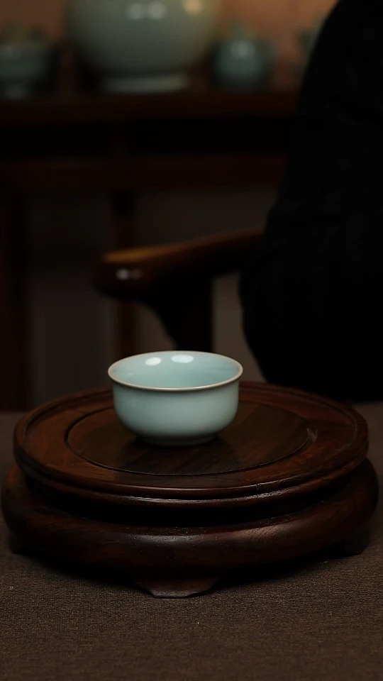 瓷片天青色如意杯60ml微瑕不带礼盒