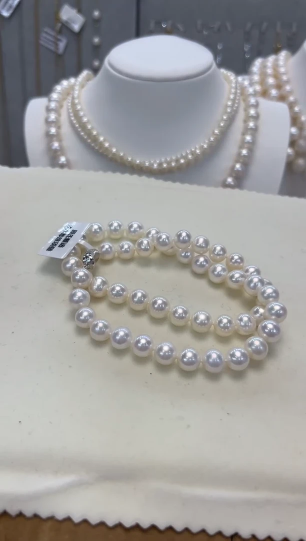 【闪购商品】淡水珍珠颈饰银S925镶嵌8.5-9.5MM无核白珠项链