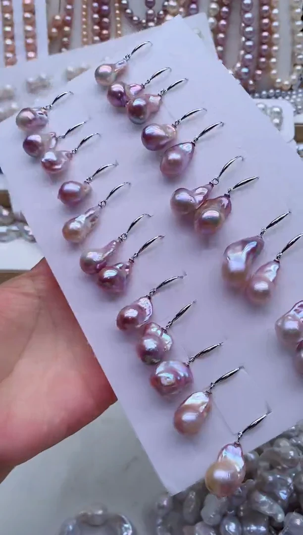 银S925镶嵌淡水珍珠耳饰多样性发其一，非无暇