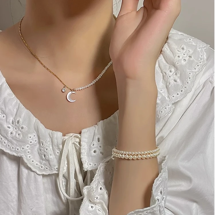 合金仿珍珠手链 极细小米粒珍珠手链女高端轻奢小众精致新款手串