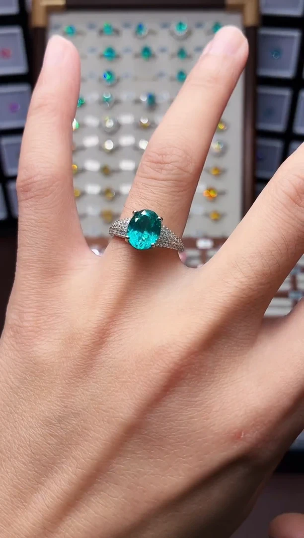 无925银轻奢帕拉伊巴色女神戒