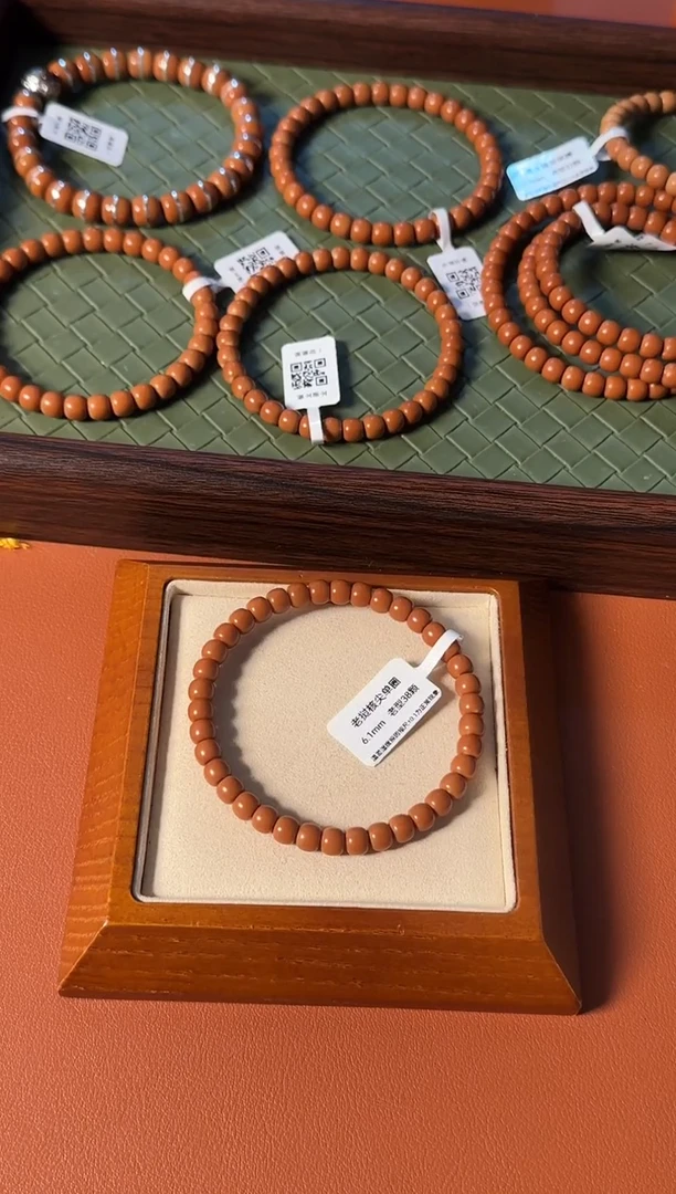 手串橄榄核【168核尖】6.1mm老挝一代核尖老型单圈 三花面无白