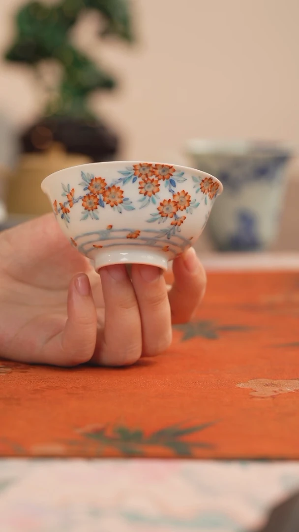 望玉斗彩桃花流水