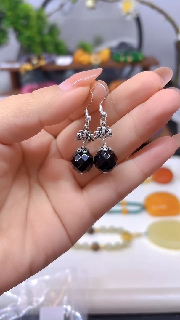 银S925镶嵌耳饰玛瑙/玉髓E900