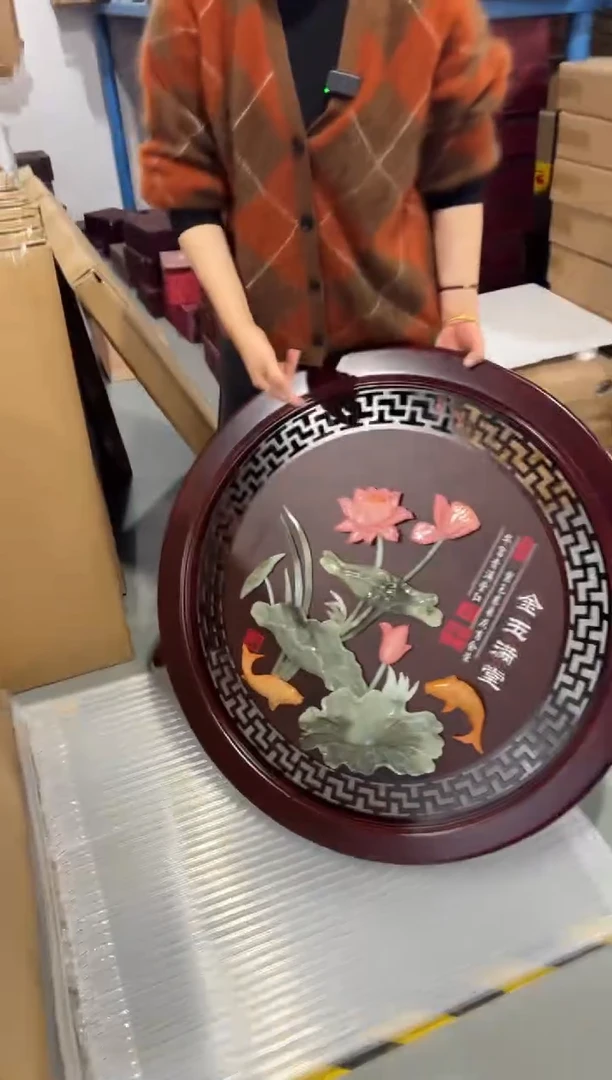 横款90圆橡木边框金玉满堂