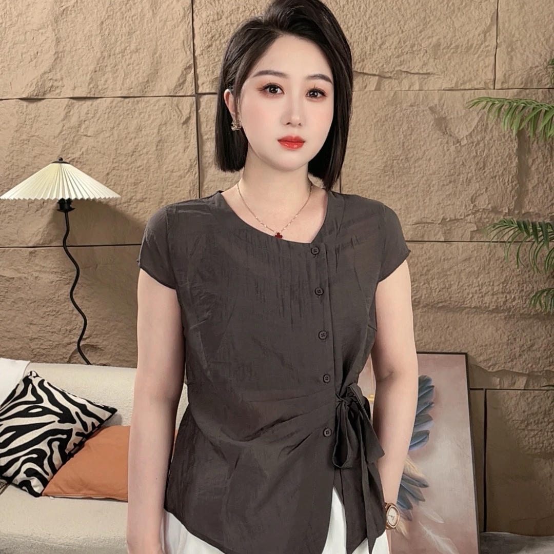 新款左侧系带小衫系带开衫设计感洋气百搭时尚显瘦衬衫女上衣