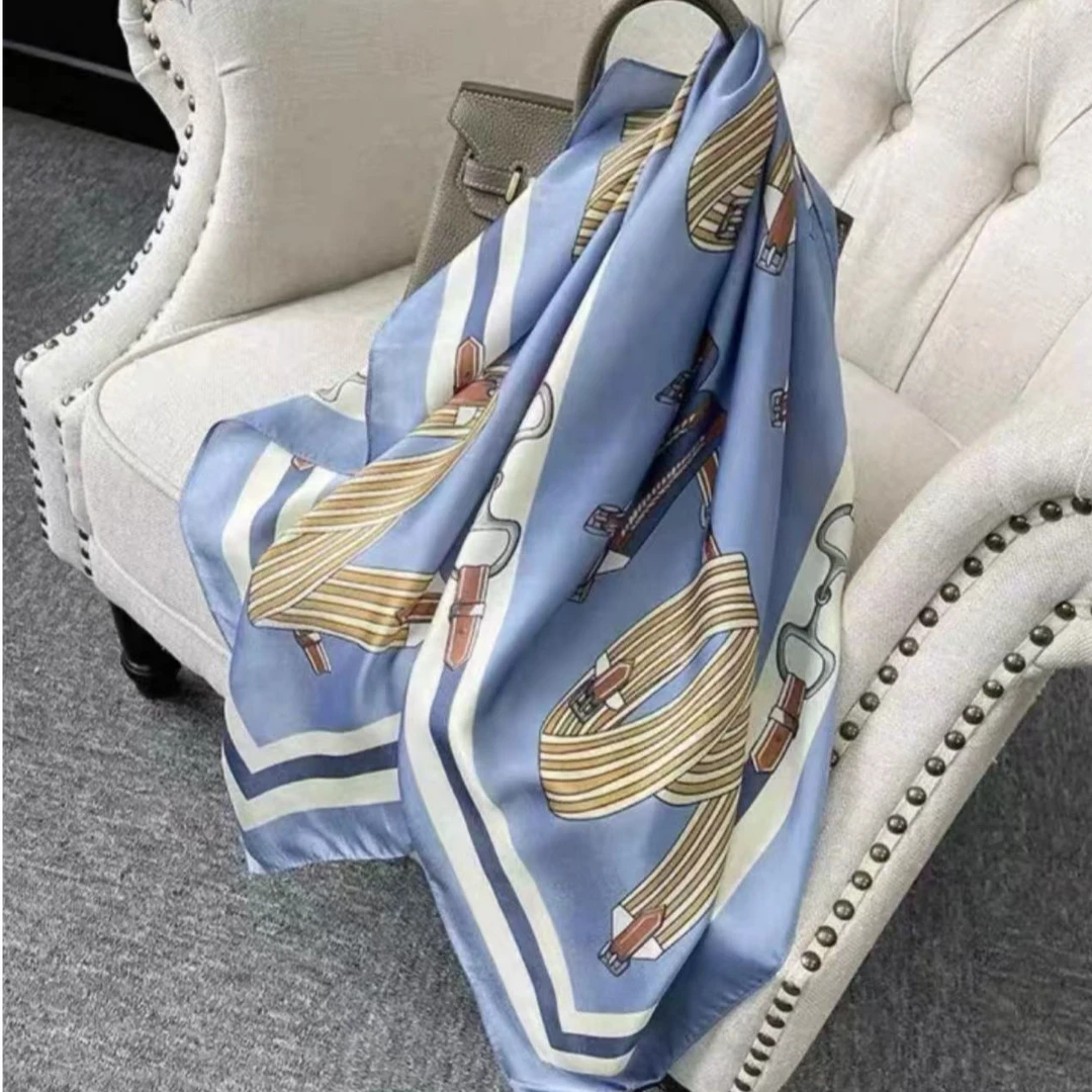 2025新款百搭杭州丝绸仿真丝巾女士气质时尚双面（090）90*90