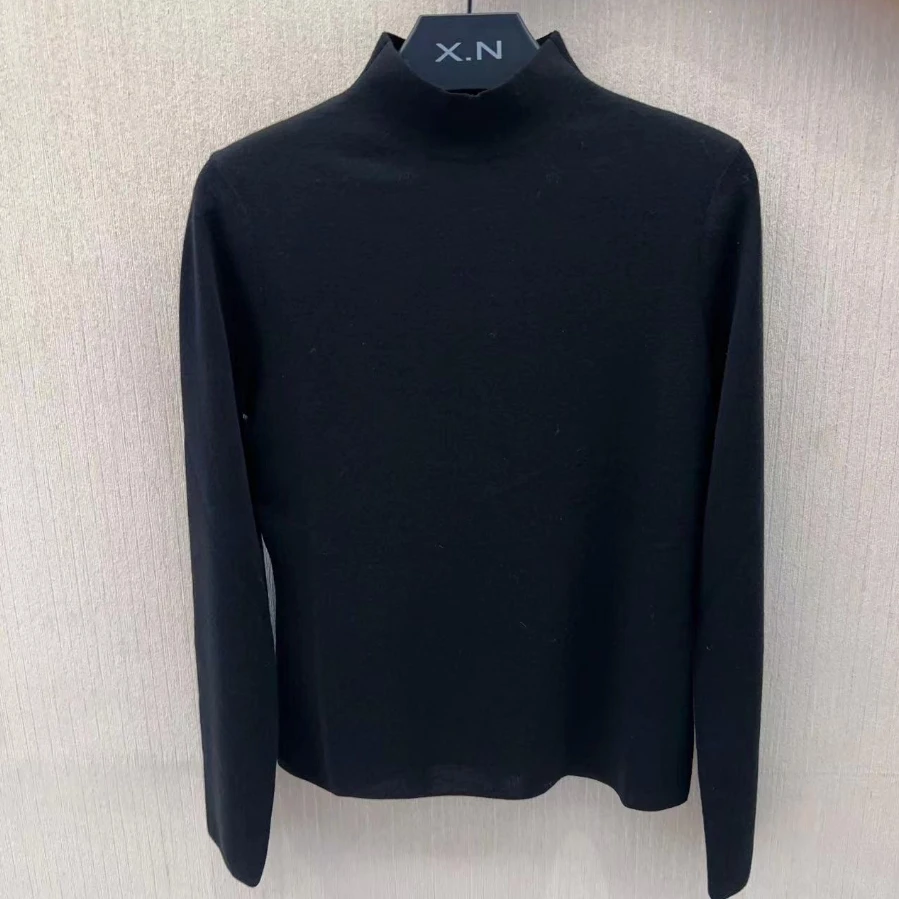 syna希娜 极简纯色百搭半高领打底衫-绵羊毛