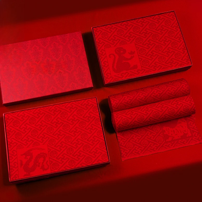 上海故事大红色含羊毛生肖围巾男士冬季高端本命年中国红围脖女