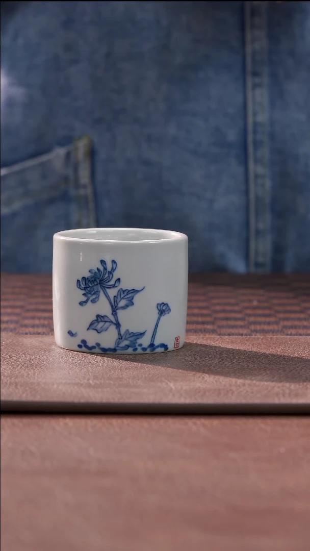 柴烧菊花扳指杯@@@