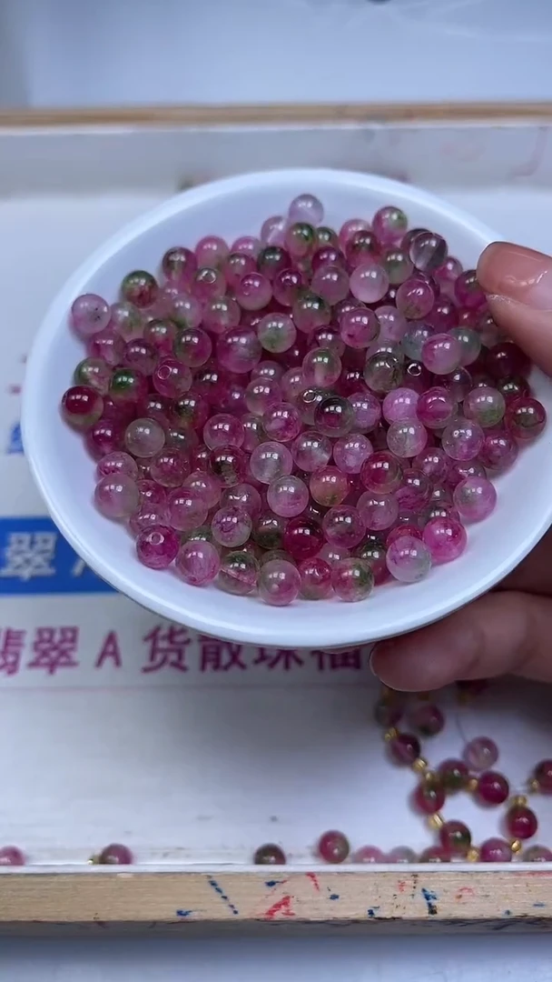 未镶嵌散珠碧玺M712 西瓜碧玺6mm30个6.8元