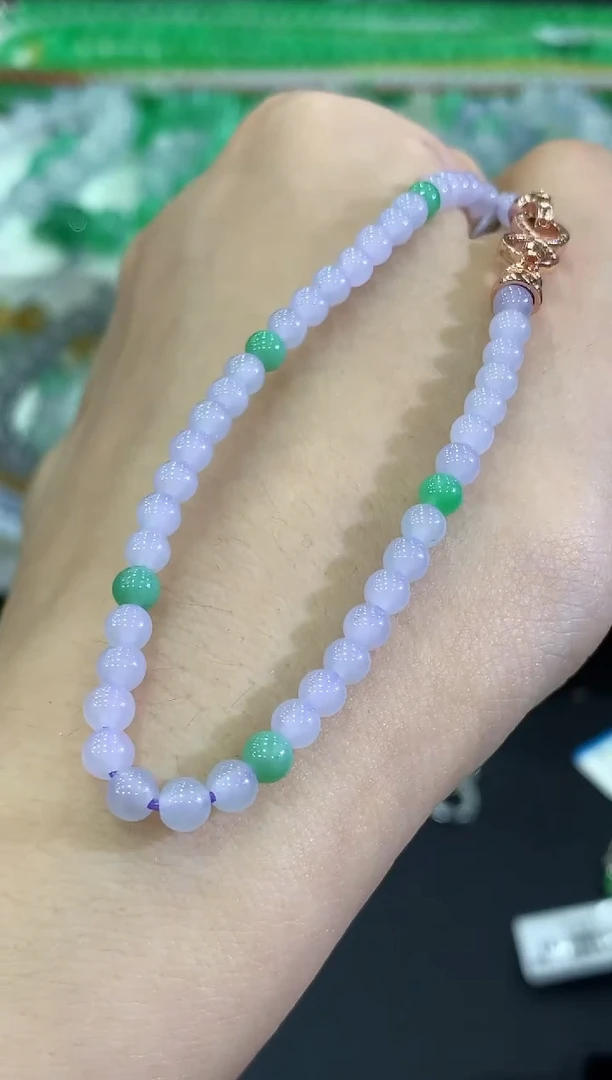 未镶嵌手串翡翠C13  紫货有色差