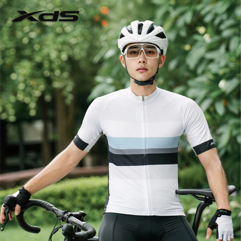 XDS/喜德盛男女款透气春夏秋季条纹短袖速干运动骑行服