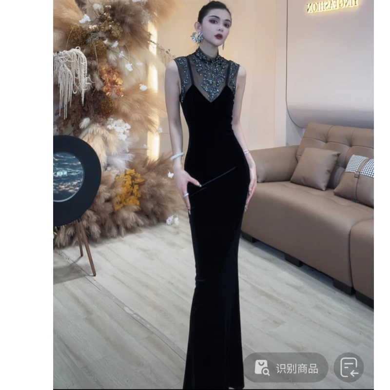 【YING FASHION】莹老板-时尚气质百搭碎花丝绒连衣裙 8020948