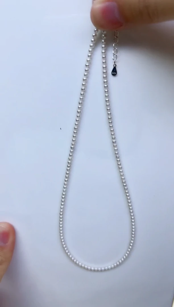 淡水珍珠未镶嵌项链极光白色正圆baby珠  3mm