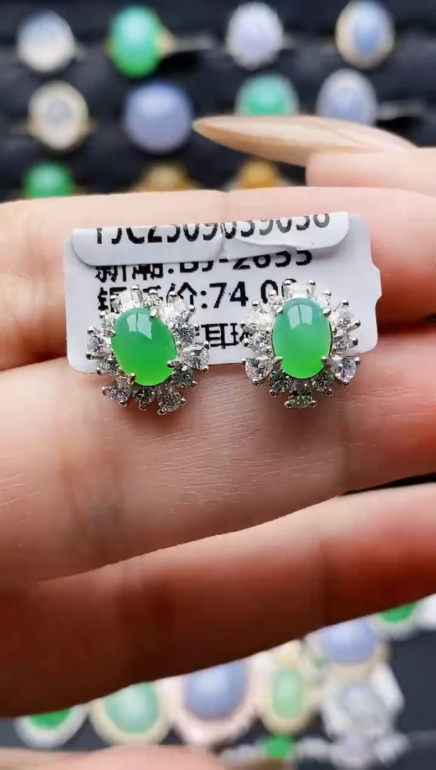 银S925镶嵌戒指翡翠7533