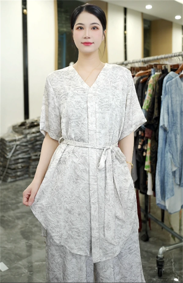 高奢严选丨嘉言丨夏季新款时尚气质短袖大码中长款套装-4024#