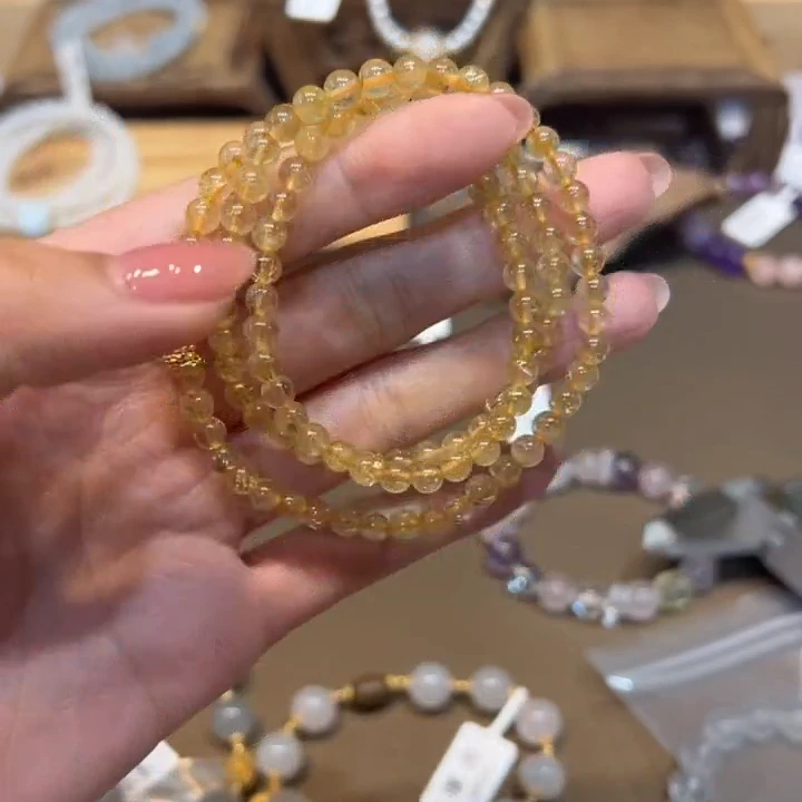 Nuanyan/暖言三圈金发晶水晶手串4mm搭配盘缠配件E6815多样性发一