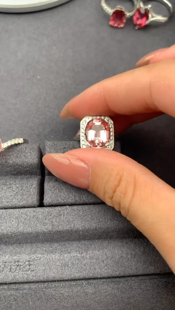 18K金镶嵌戒指碧玺4.2ct粉碧玺   FH  定制
