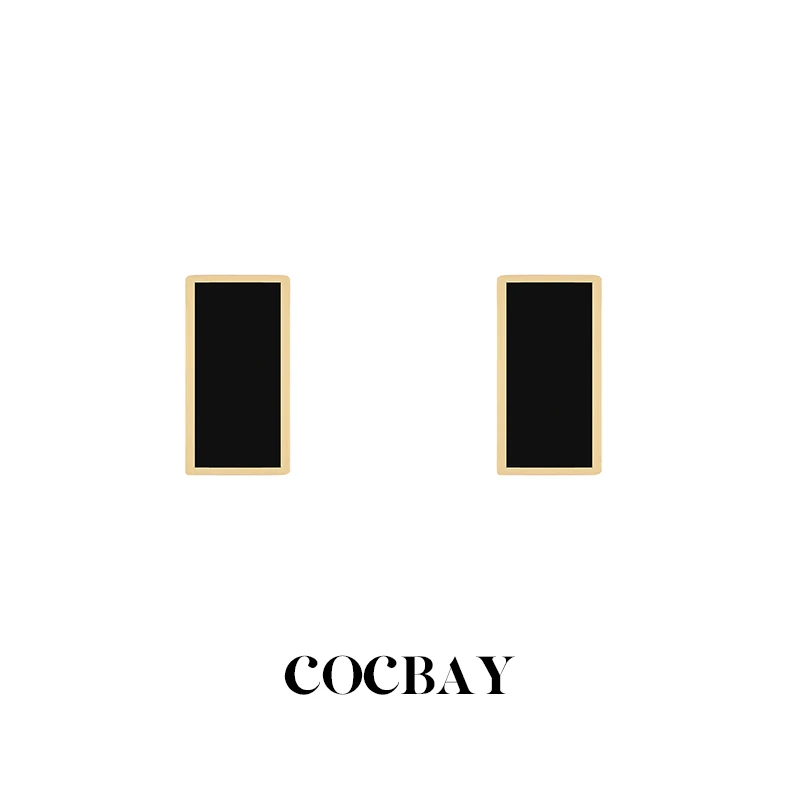 铜合金珐琅耳饰 COCBAY-珐琅方牌耳钉