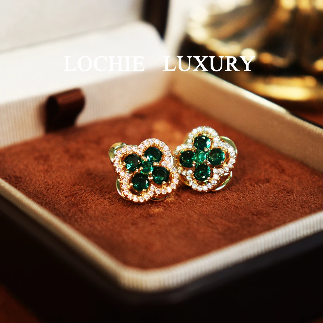 铜合金锆石耳饰 D021【铃兰漫野】幸运四叶草高级感锆石耳钉