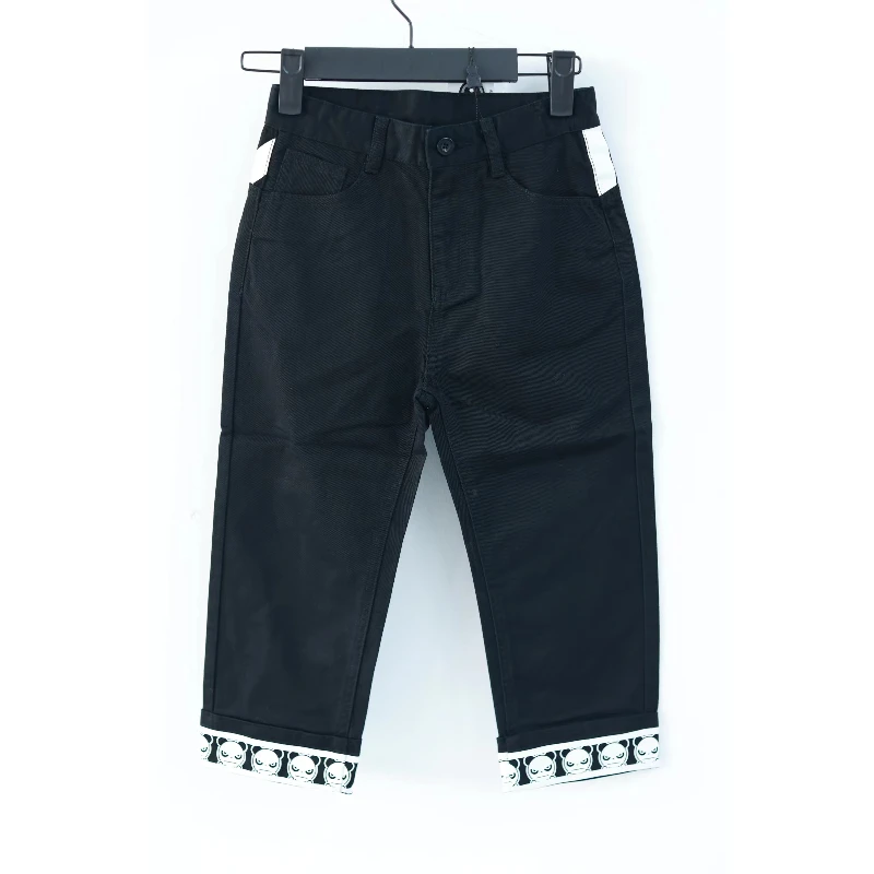 童黑色印花牛仔裤