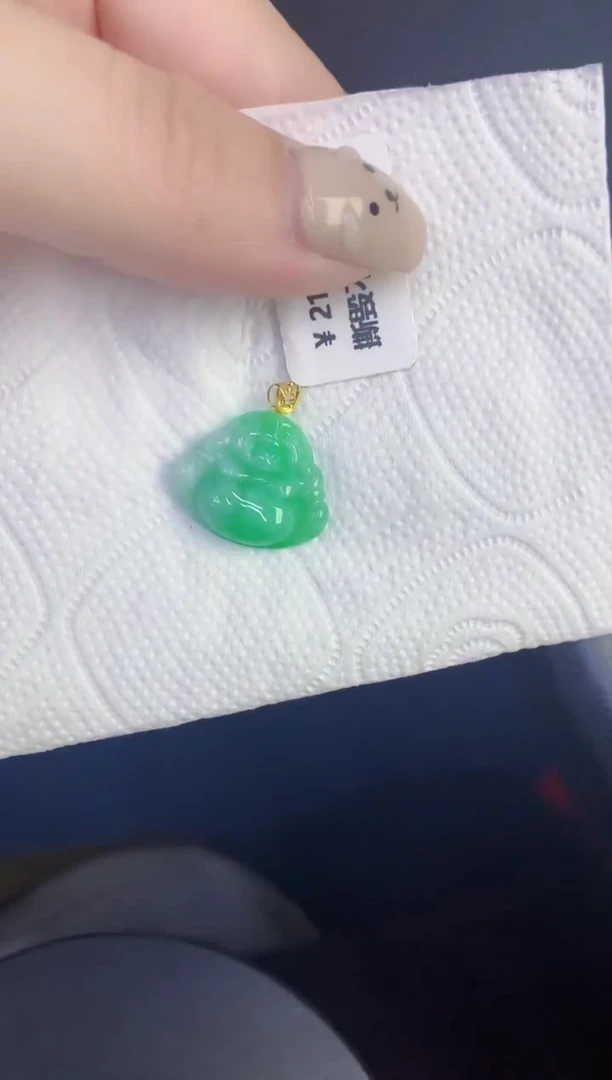 颈饰18K金镶嵌翡翠缅甸天然翡翠A货