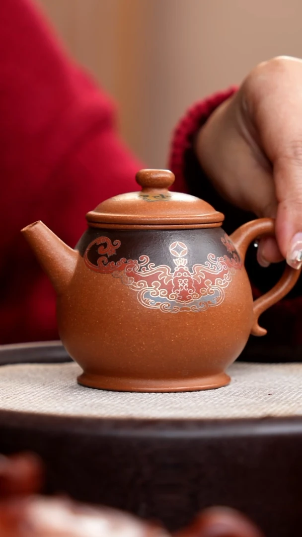 【闪购商品】紫砂茶壶琥珀金砂潘壶卡银丝