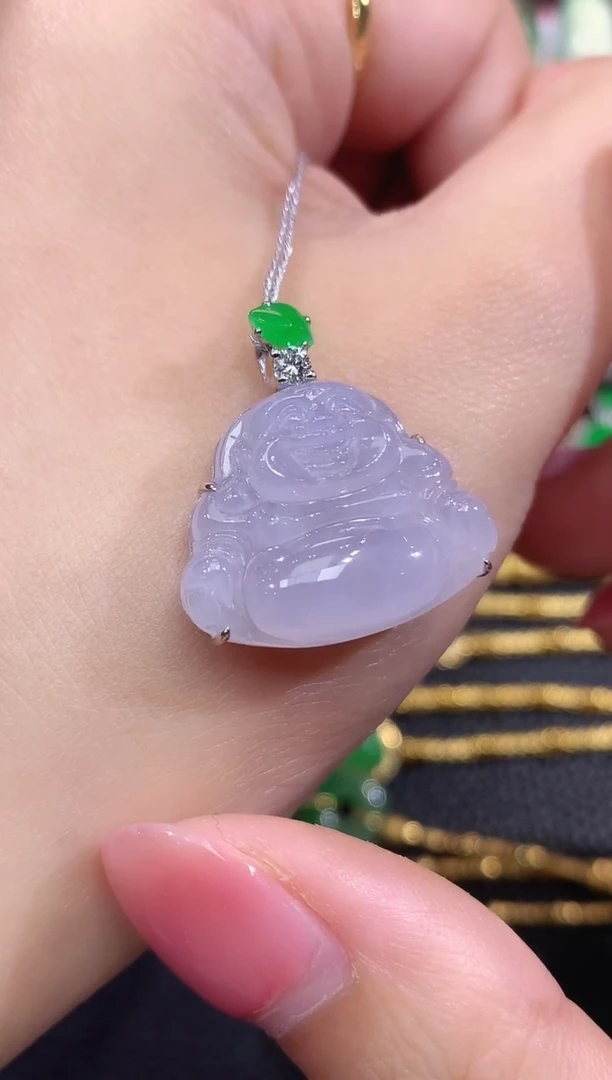 吊坠(不含链)18K金镶嵌翡翠A35 紫货有一定色差