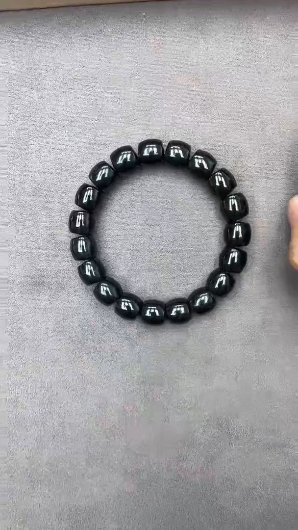 手串未镶嵌和田玉新疆塔县黑青12直切