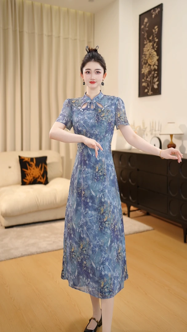 2025夏季新款短袖显瘦轻奢时尚气质大码连衣裙DLS0645