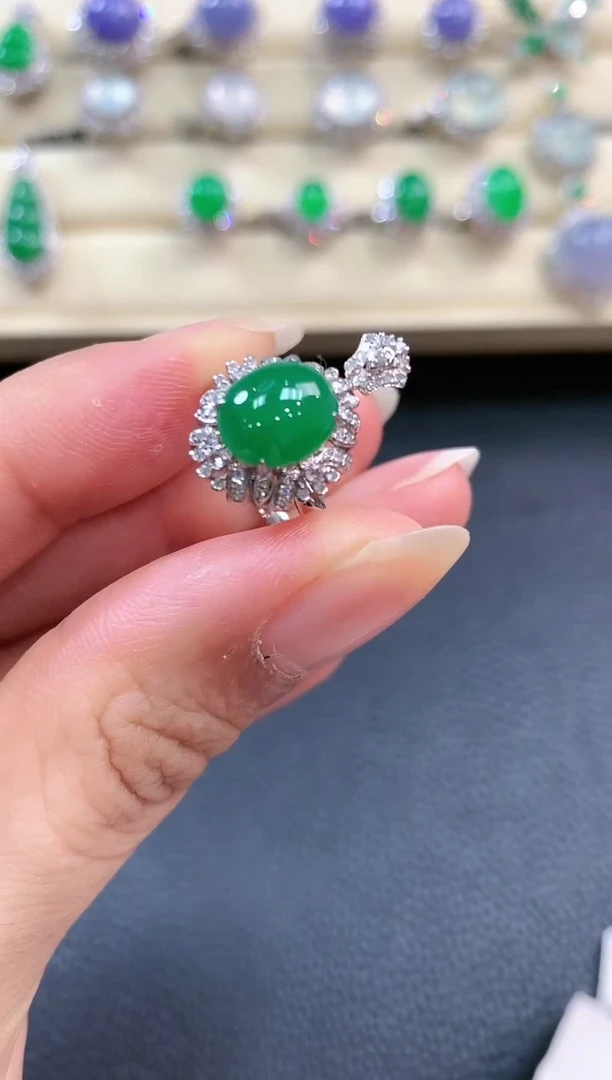 【闪购商品】翡翠戒指18K金镶嵌v99多样性一件发货