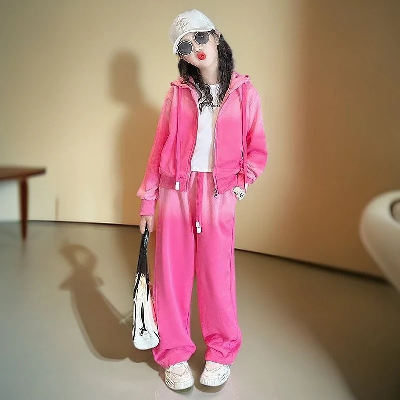 女童春秋套装韩版穿搭洋气新款2025爆款时髦儿童渐变两件套童春款