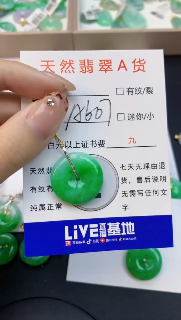 颈饰18K金镶嵌翡翠天然缅甸a货翡翠百元以上9元证书费自理