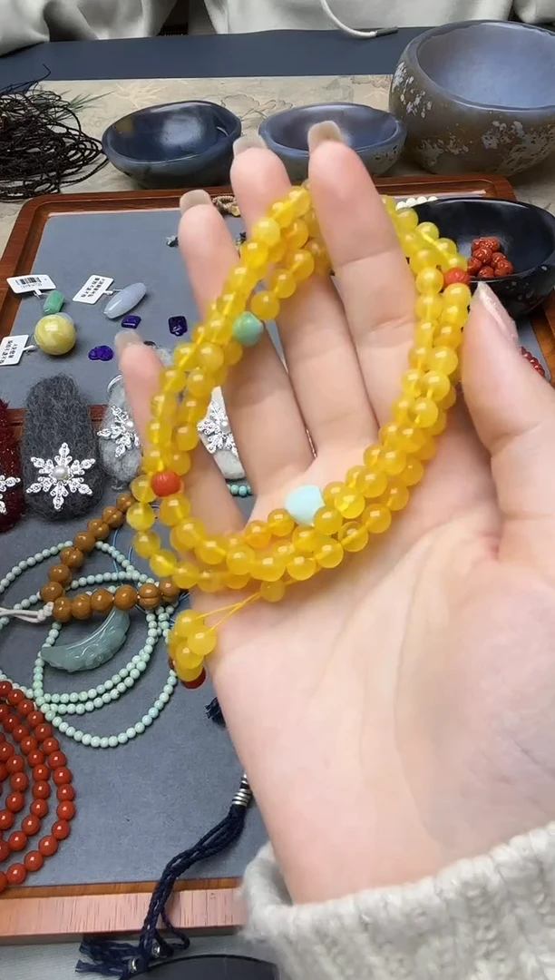 裸石蜜蜡未镶嵌蜜蜡项链6mmGW