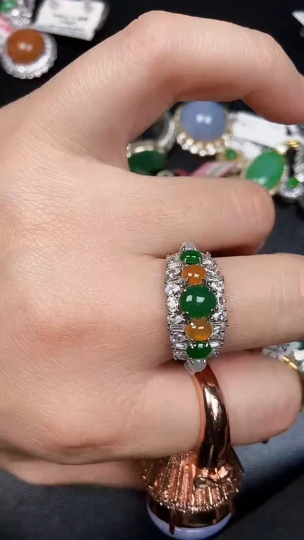 银S925镶嵌戒指翡翠4900