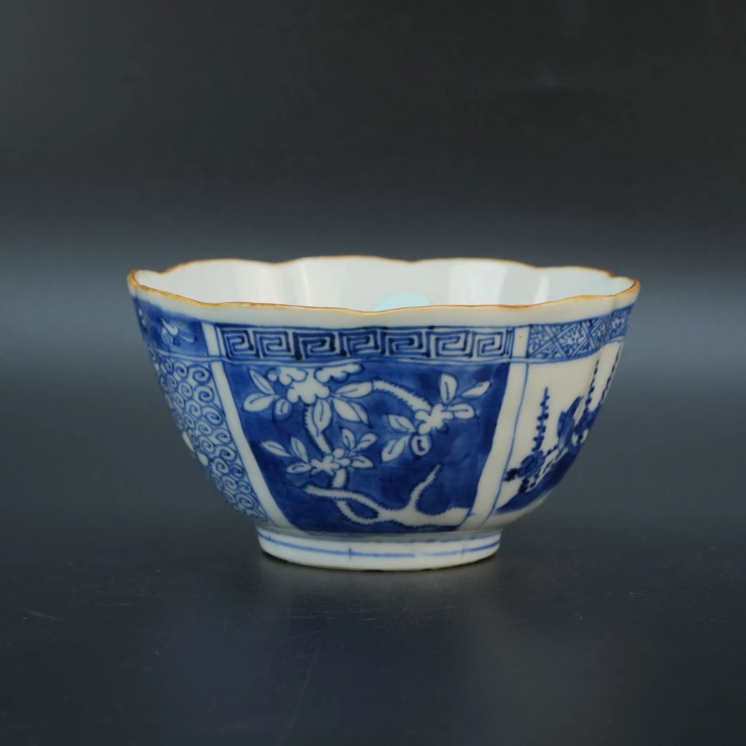 lot16325 4840 明天启 青花鸟纹花口碗 D:12 H:6