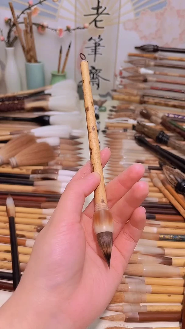 【闪购商品】梅鹿竹牛角杆紫毫胖鸡距小楷出峰2.5cm